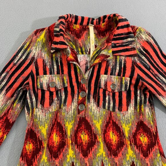 Uncle Frank Shirt Dress Womens Sz S Aztec Long Sleeve Patterned 1/4 Button Front - Picture 5 of 16